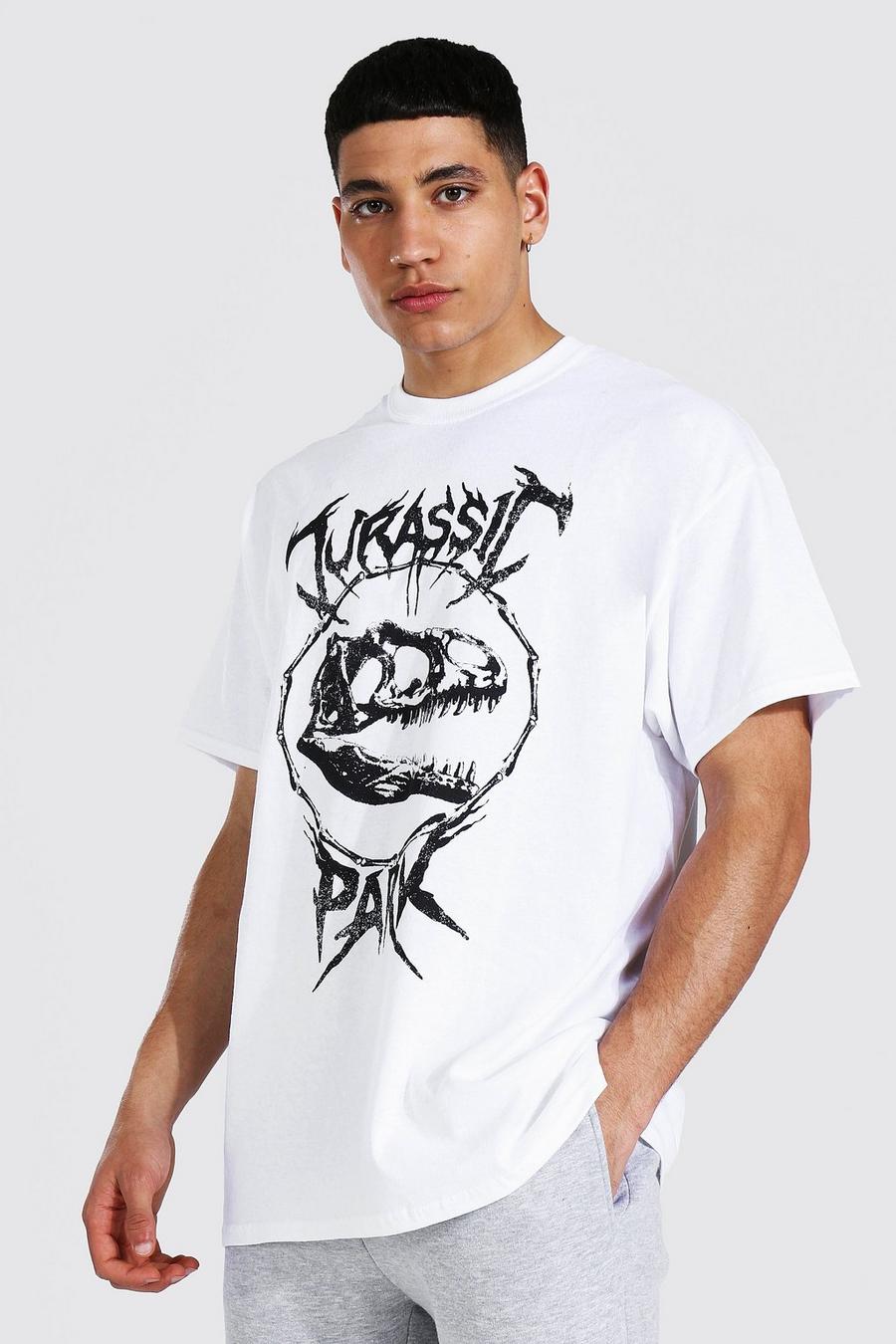 Übergroßes T-Shirt mit lizenziertem Jurassic Park-Print, Weiß image number 1