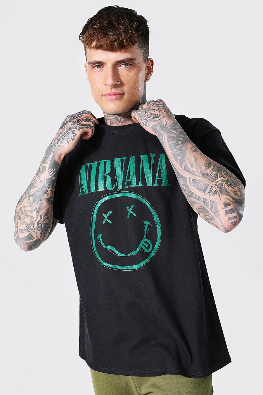 T-shirt oversize officiel Nirvana smiley, Black image number 1