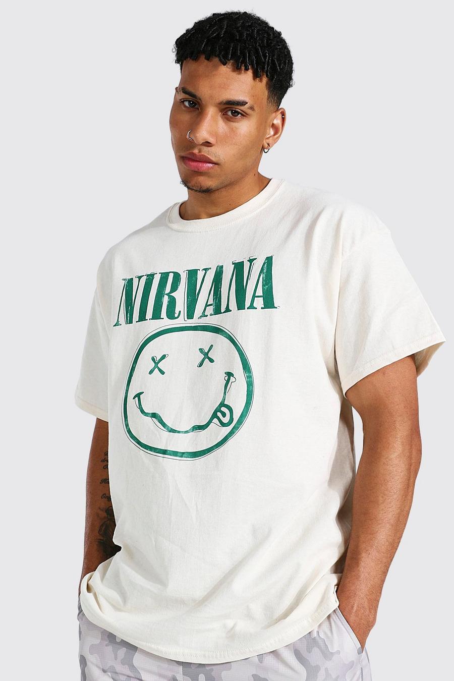 Natural Oversized Gelicenseerd Nirvana Smiley T-Shirt image number 1