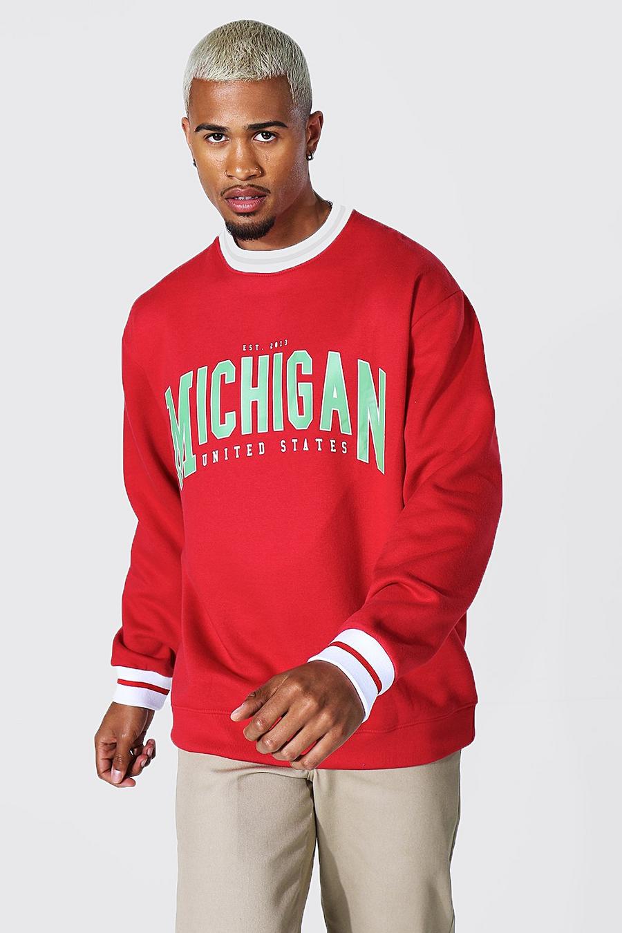 Red Michigan Oversize sweatshirt med muddar image number 1
