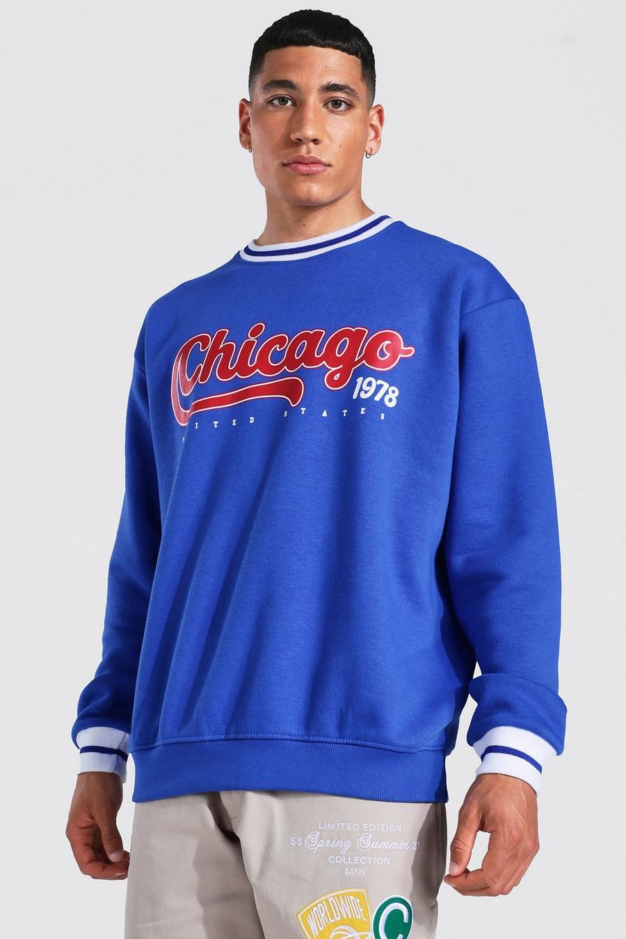 Cobalt Oversized Chicago Sports Rib Sweatshirt image number 1