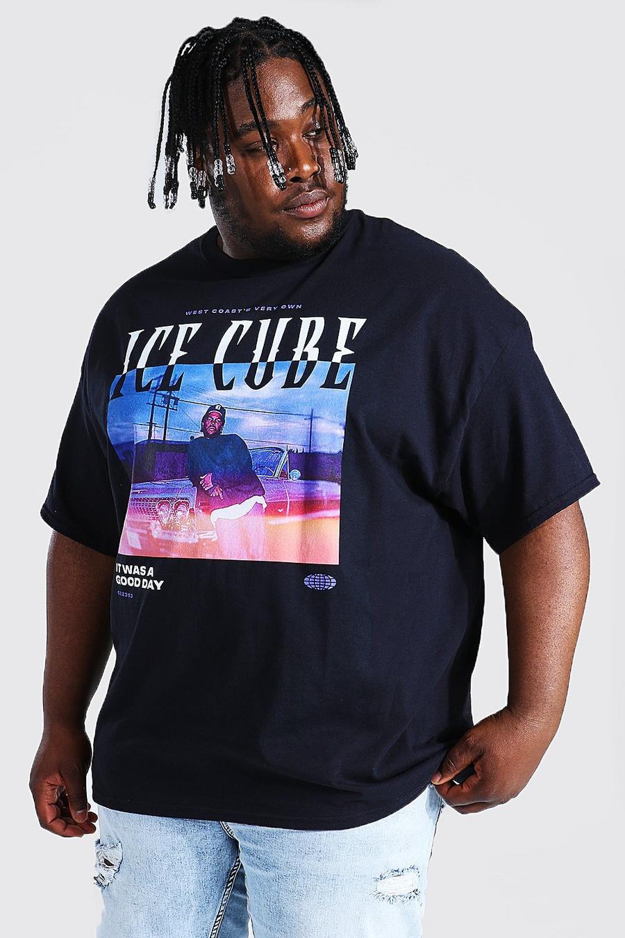 שחור טישרט ממותג עם הדפס מכונית ו-Ice Cube, מידות גדולות image number 1