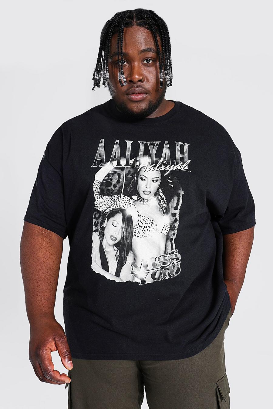 Black Plus Size Aaliyah Monochrome License T-shirt image number 1
