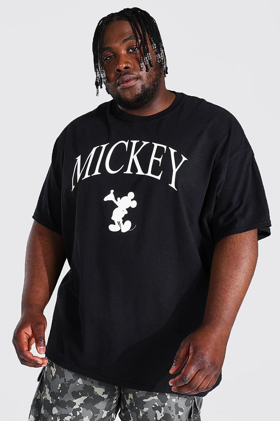 T-shirt Plus Size con stampa ufficiale e scritta Mickey in stile varsity, Nero image number 1