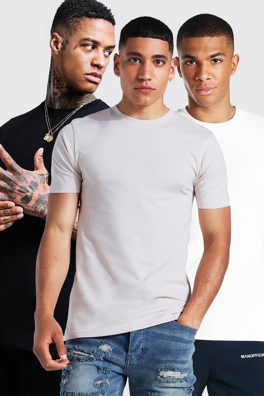 Multi 3 Pack Muscle Fit Crew Neck T-shirt image number 1