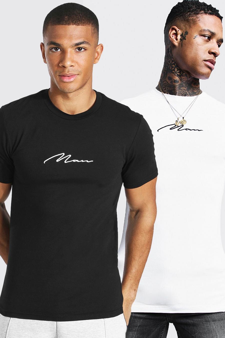 Pack de 2 camisetas con firma MAN ajustadas al músculo, Multi image number 1