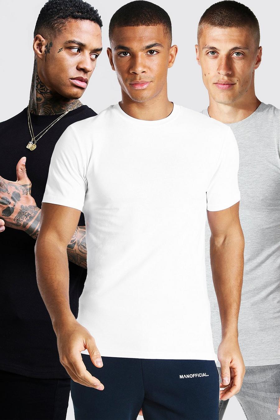 Multi 3 Pack Muscle Fit Crew Neck T-shirt image number 1