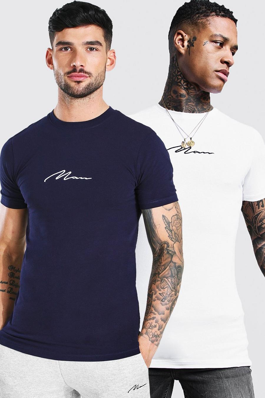 Multi 2 Pack Muscle Fit Man Signature T-shirt image number 1