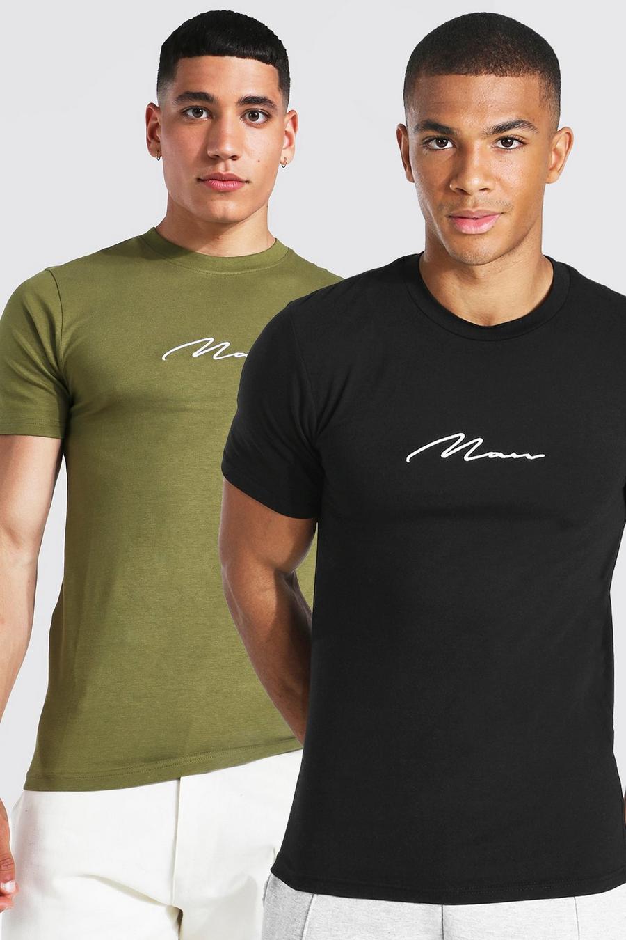 Lot de 2 t-shirts près du corps à logo - MAN, Multi image number 1