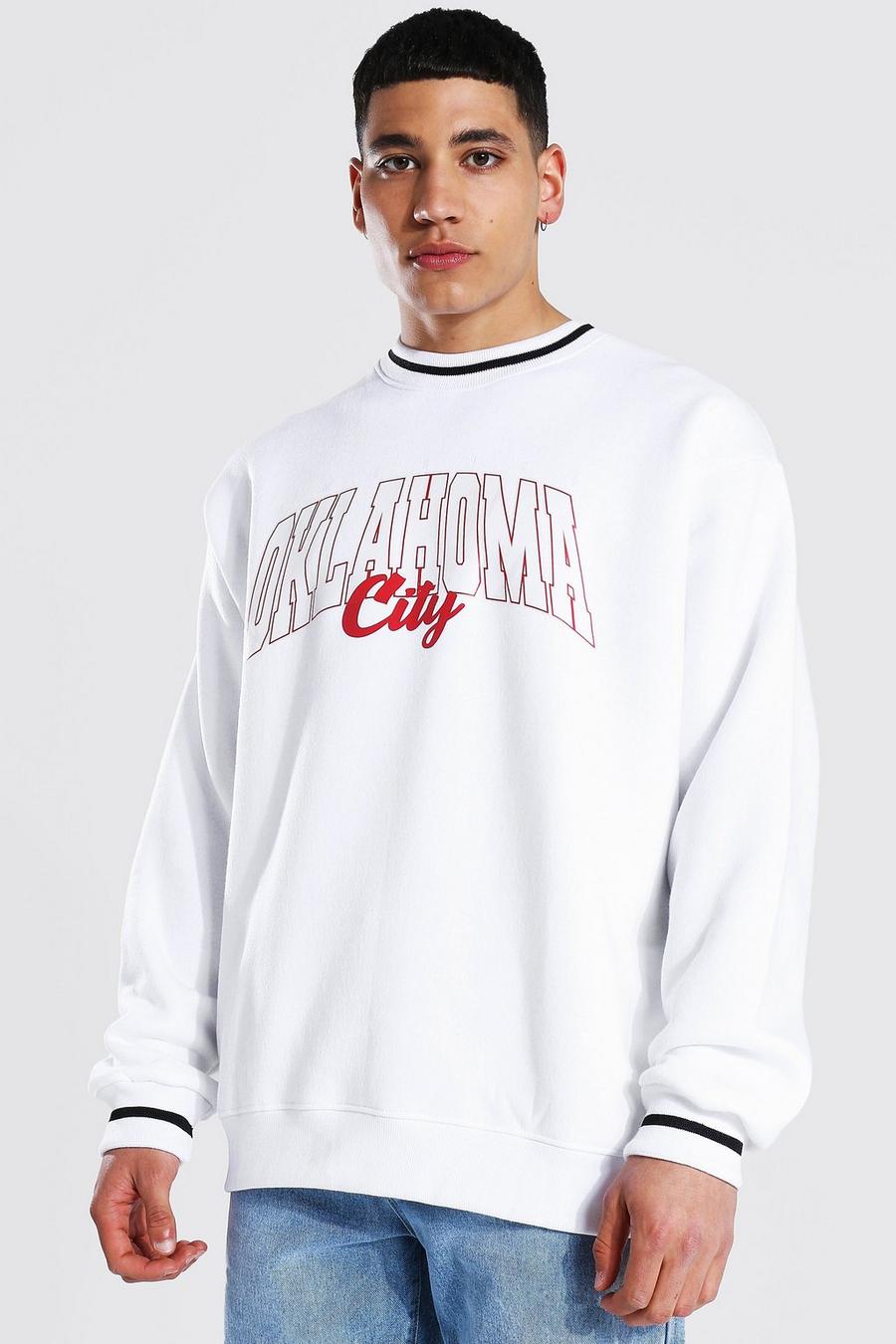White Oklahoma Oversize sweatshirt med muddar image number 1