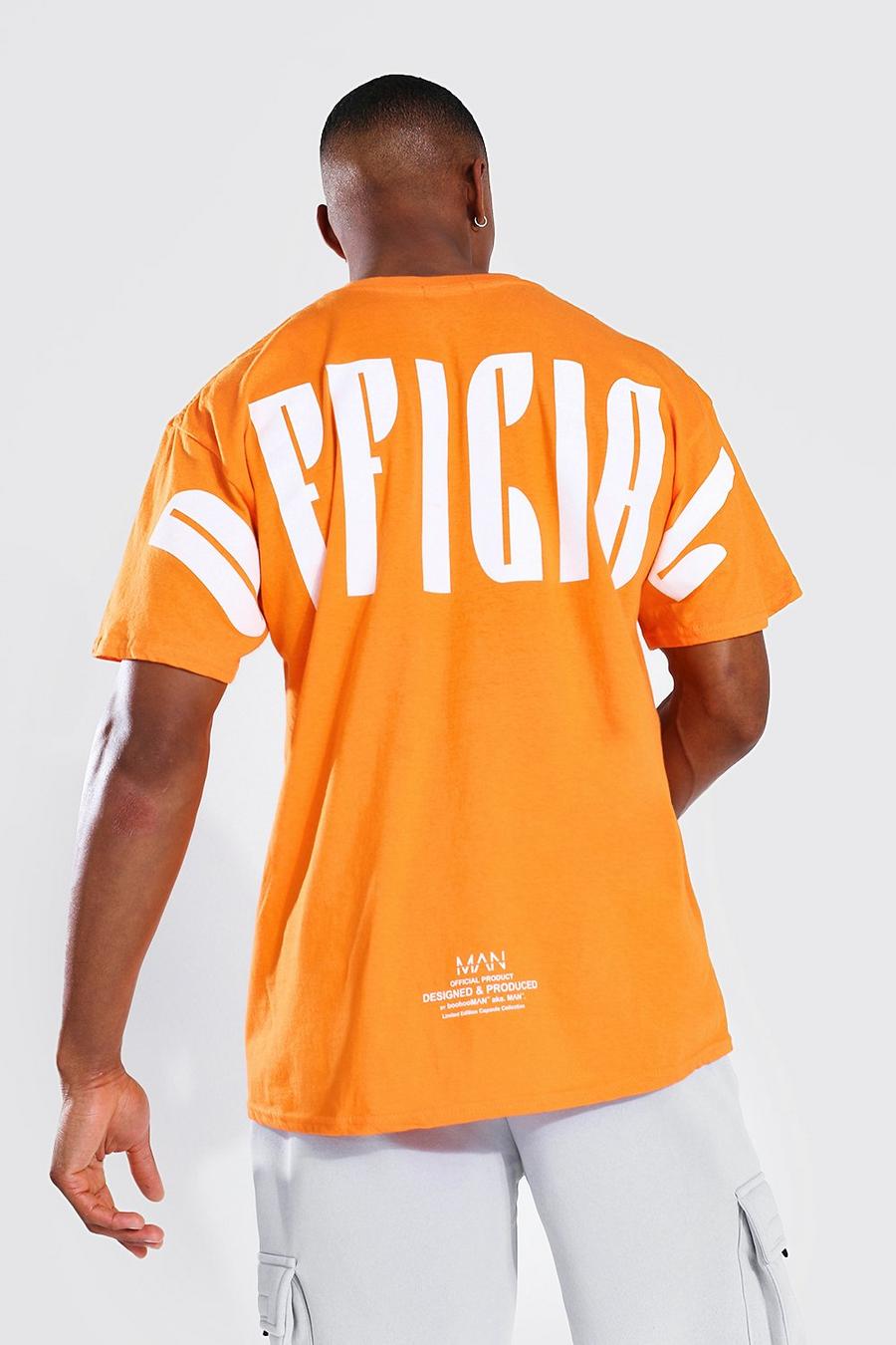 Orange Oversized Official T-Shirt Met Rugopdruk image number 1