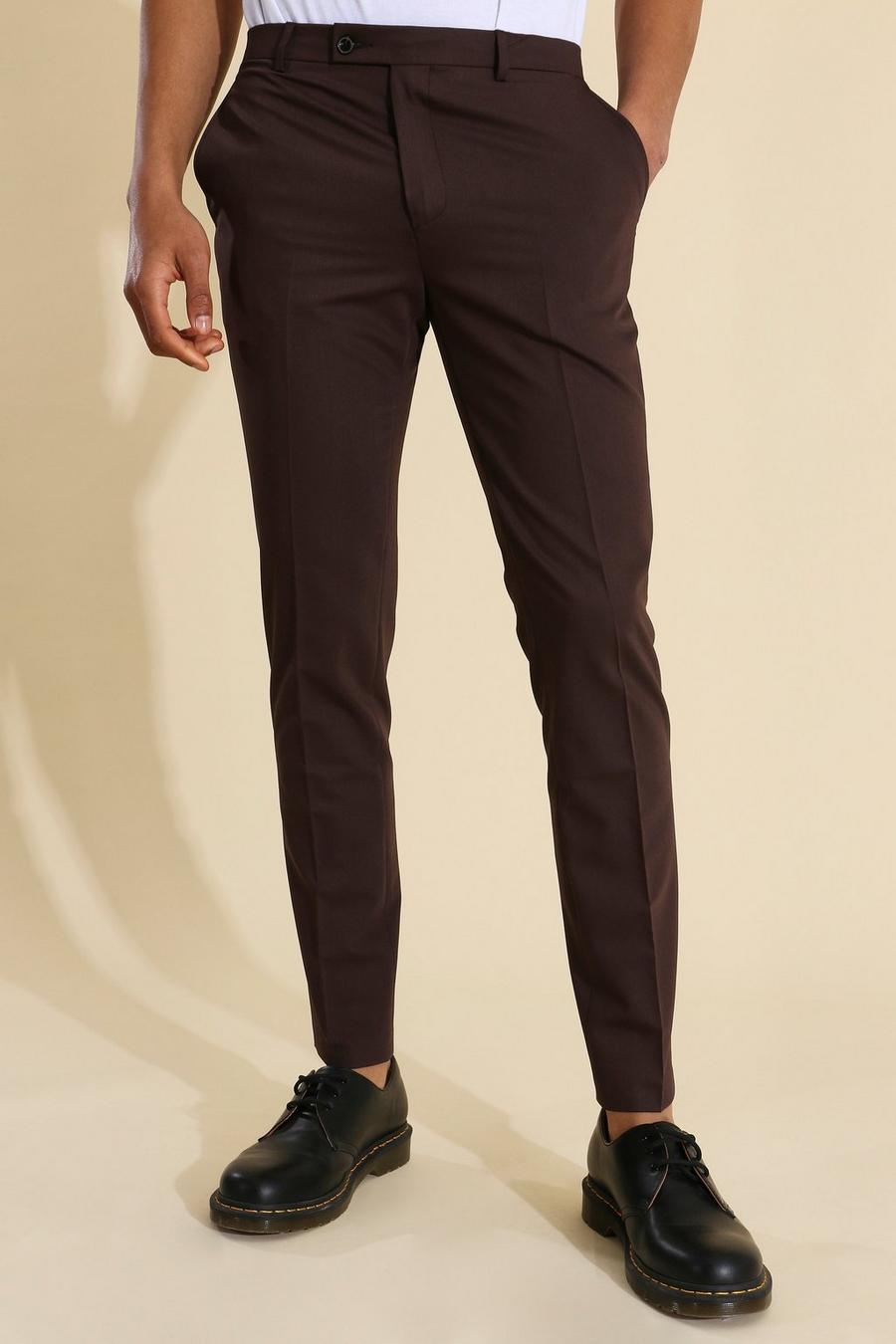 מכנסי חליפה סקיני בצבע חום image number 1