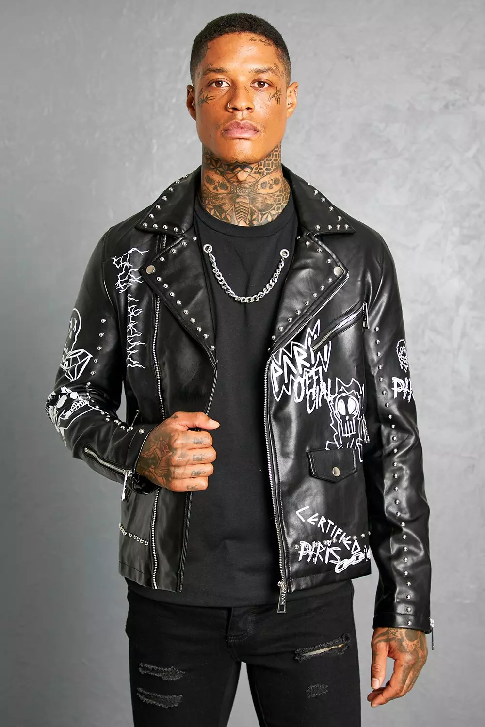 Graffiti biker jacket store