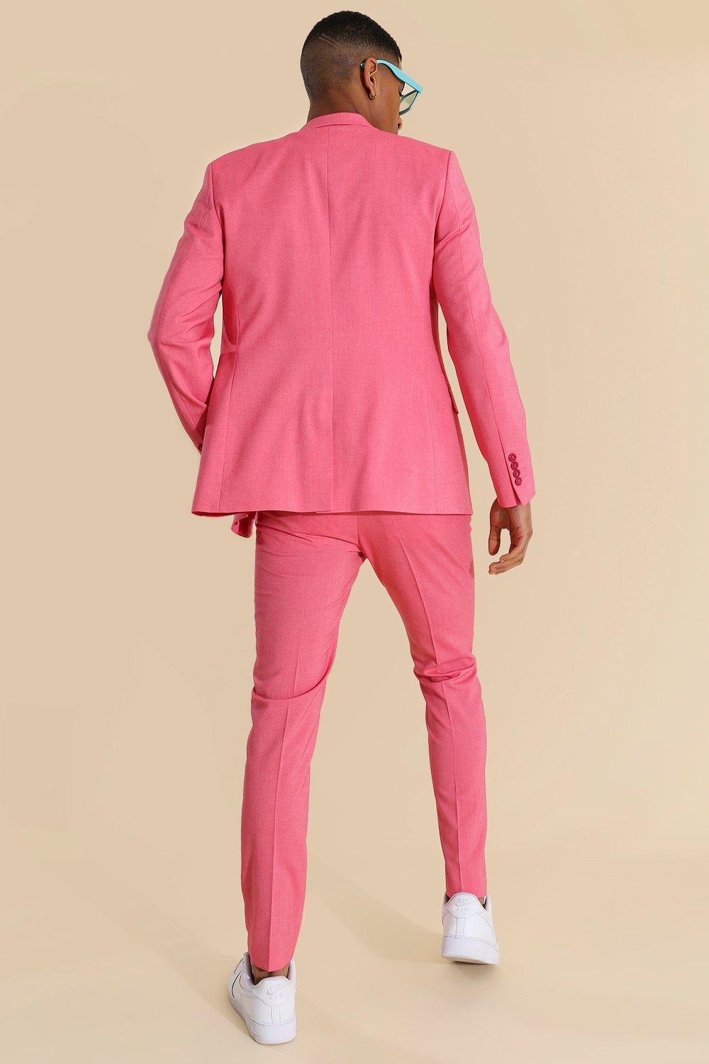 Mens pink skinny suit hot sale