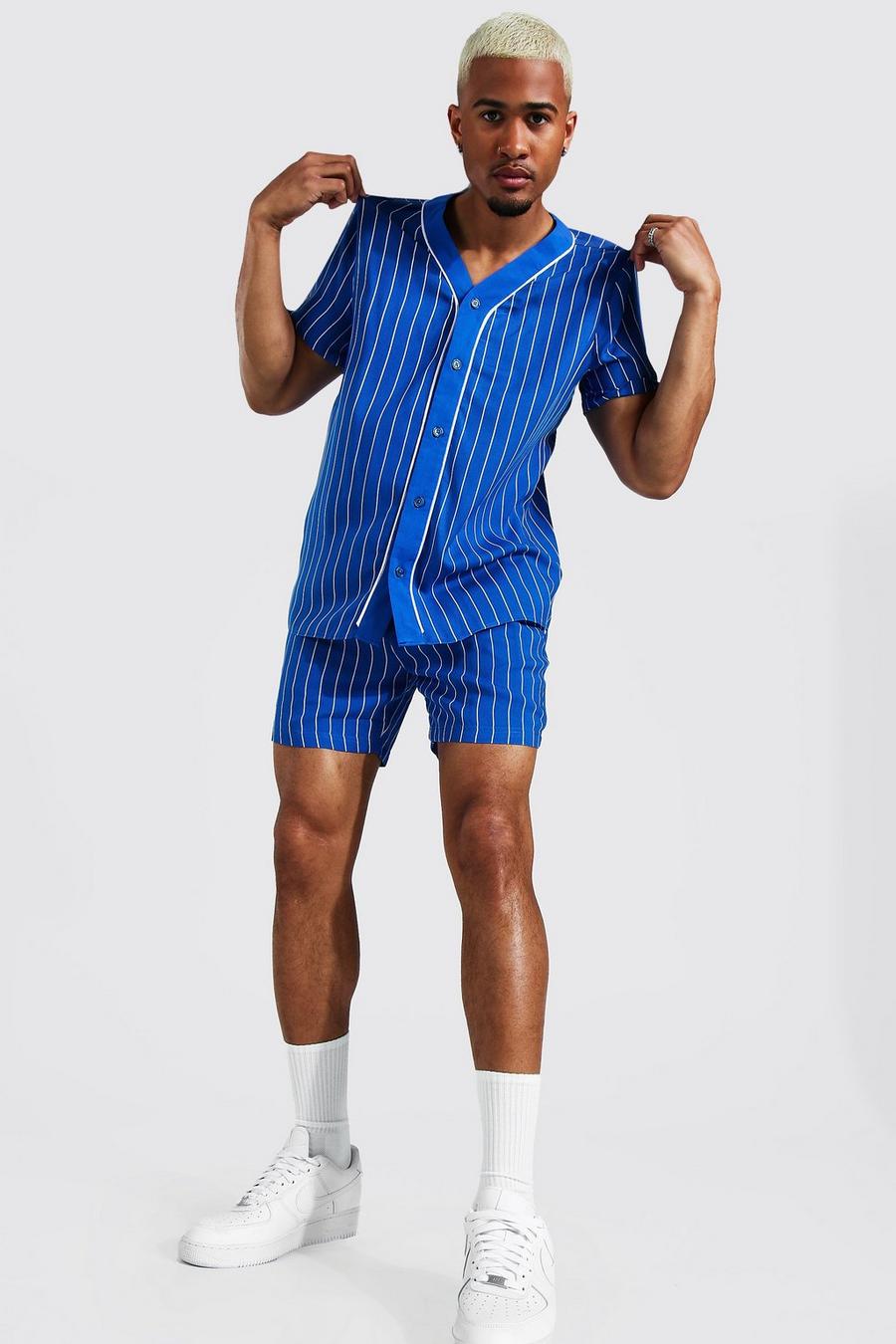 Cobalt Short Sleeve Baseball Stripe Shirt And Short image number 1