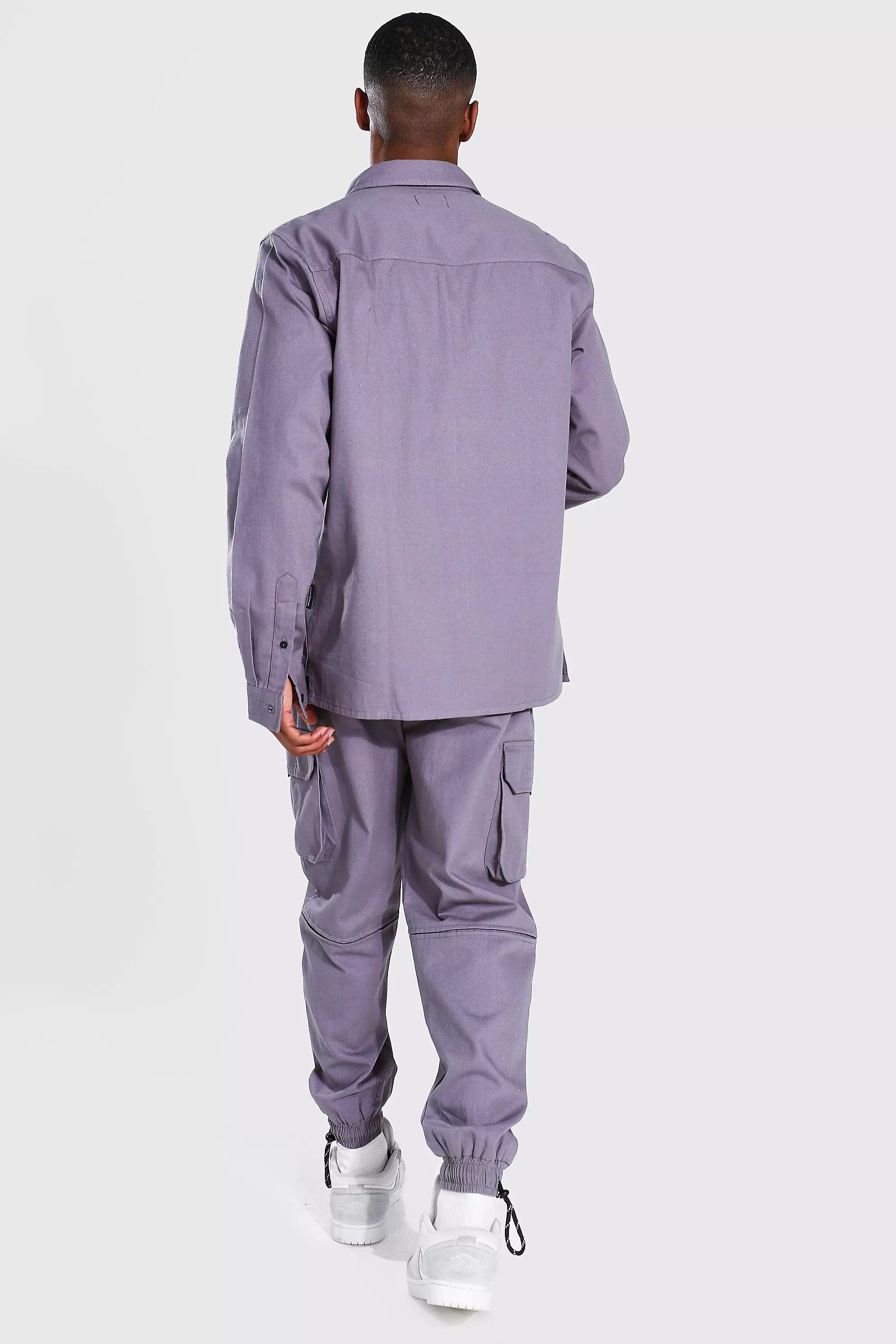 セットアップ（メンズ） [boohoo]RegularFit TechnicalStretch Shirt&TaperedTrouser Set Short Sleeve Textured Stretch Regular Fit Shirt And Pants