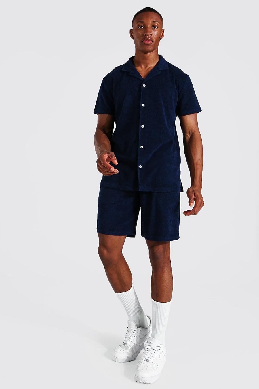 Kurzarm Frottee Hemd & Shorts, Navy marine image number 1