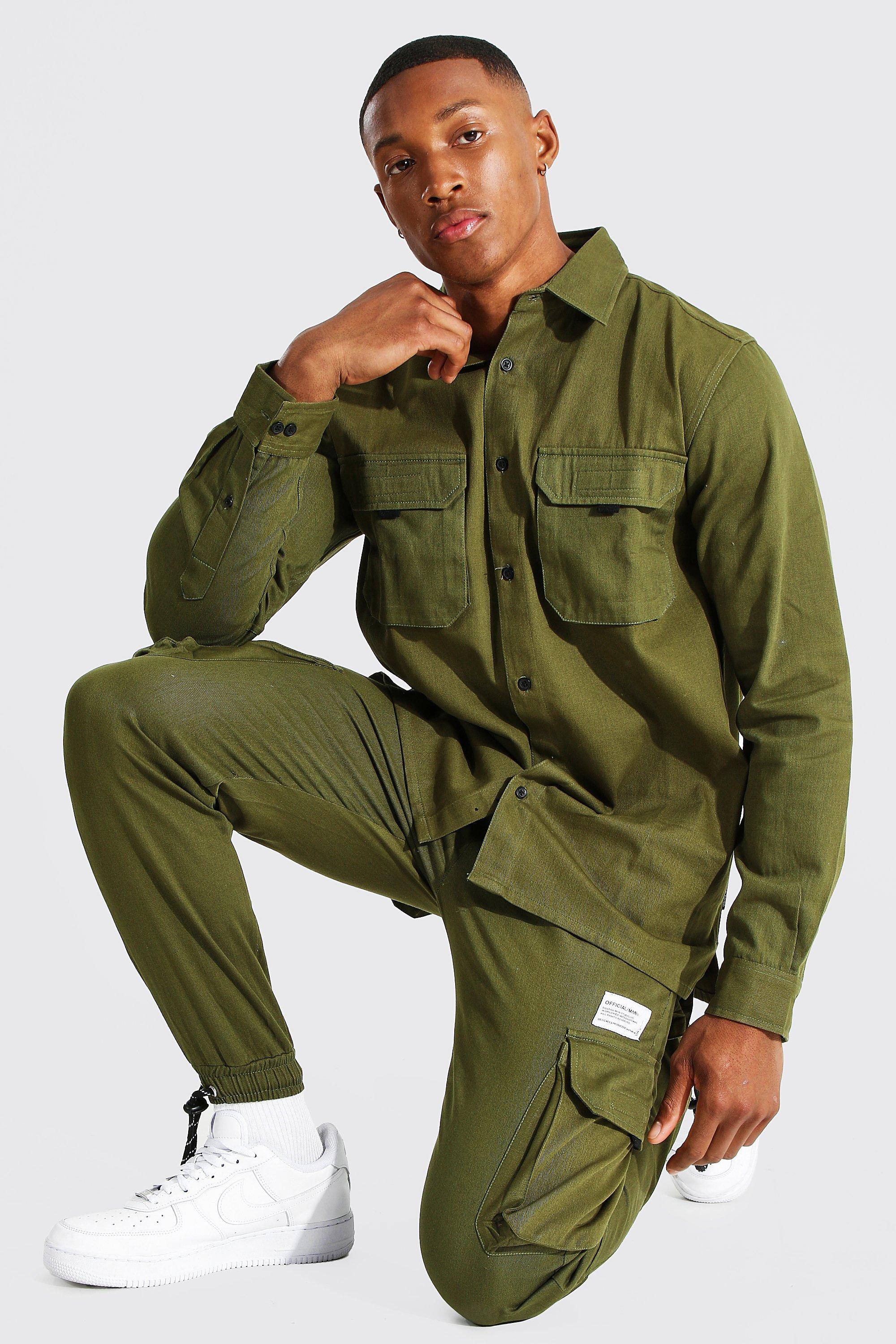 boohoo ユーティリティ シャツ & カーゴショート セットアップ Official Man Utility Shirt & Pants Set | boohoo USA