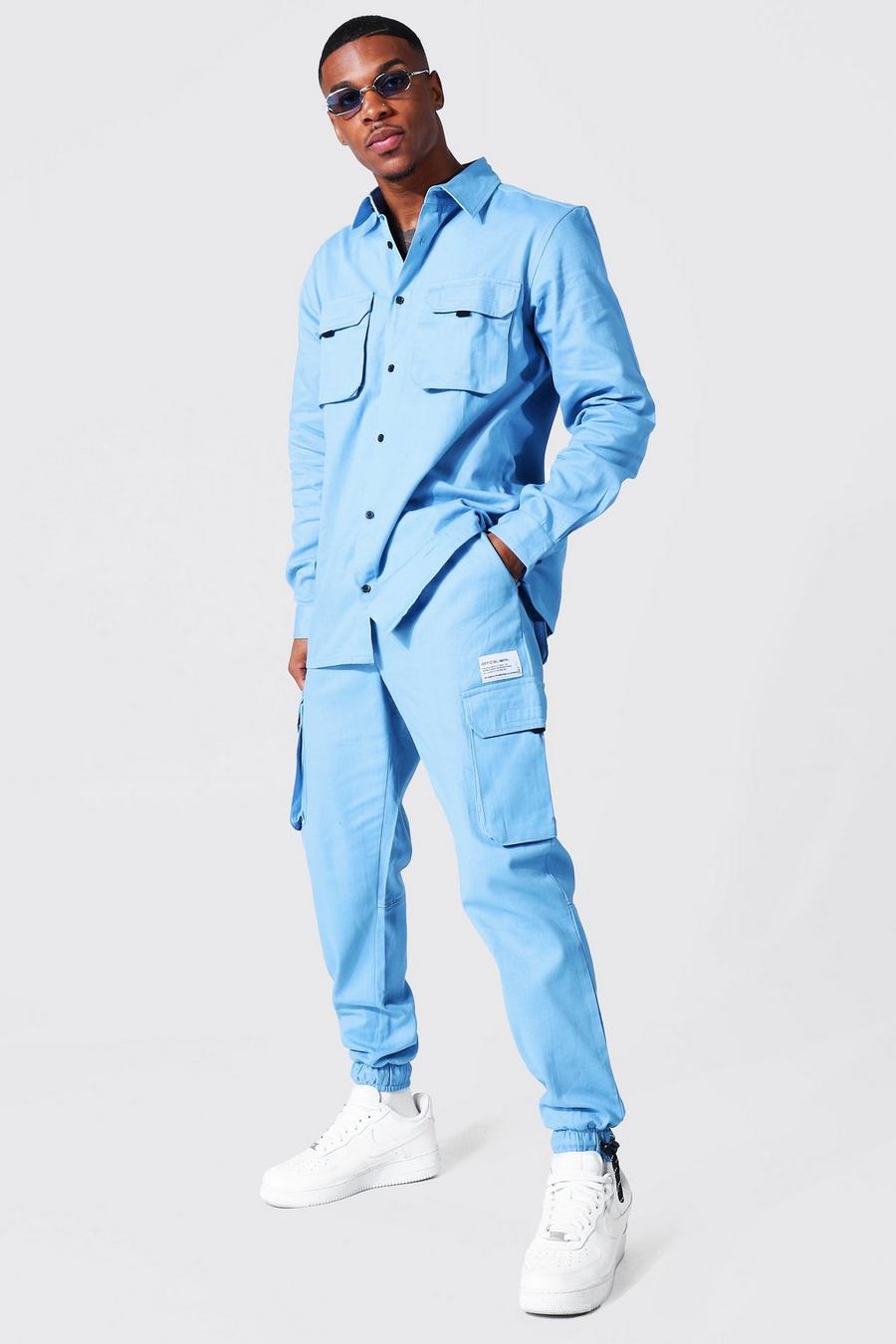 Blue Official Man Utility Shirt & Pants Set image number 1