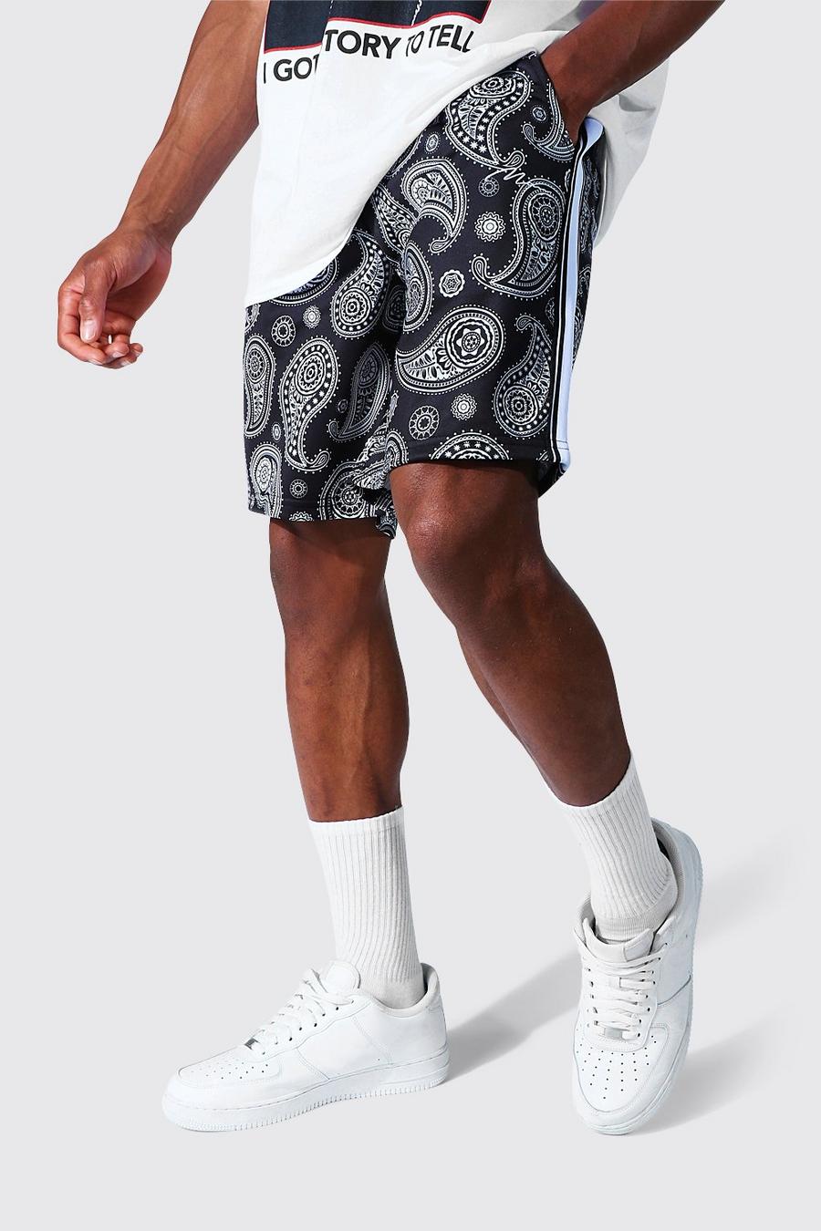 Black Mönstrade shorts med ledig passform och kantband image number 1
