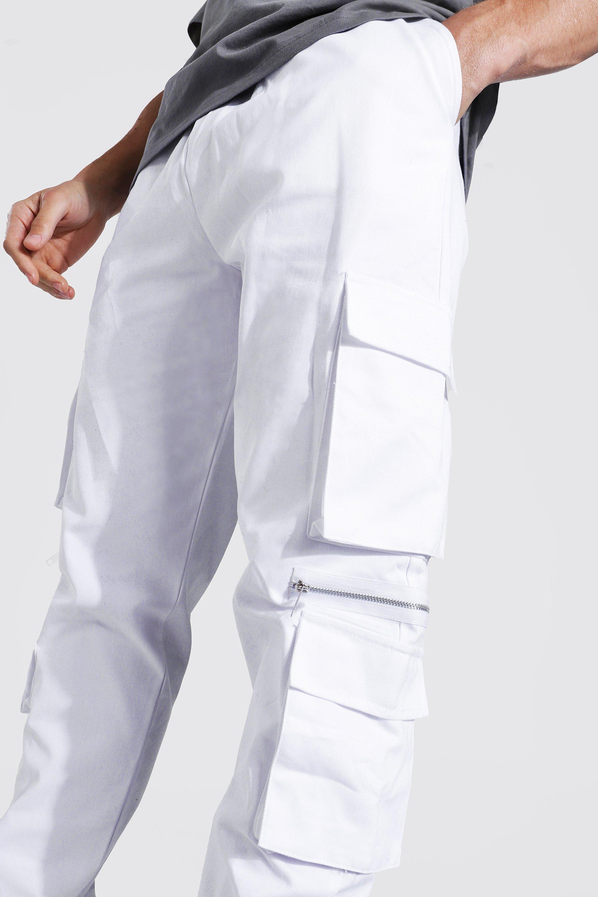X Ray Men's Slim-fit Stretch Twill Cargo Pants In White Size 42x32 : Target