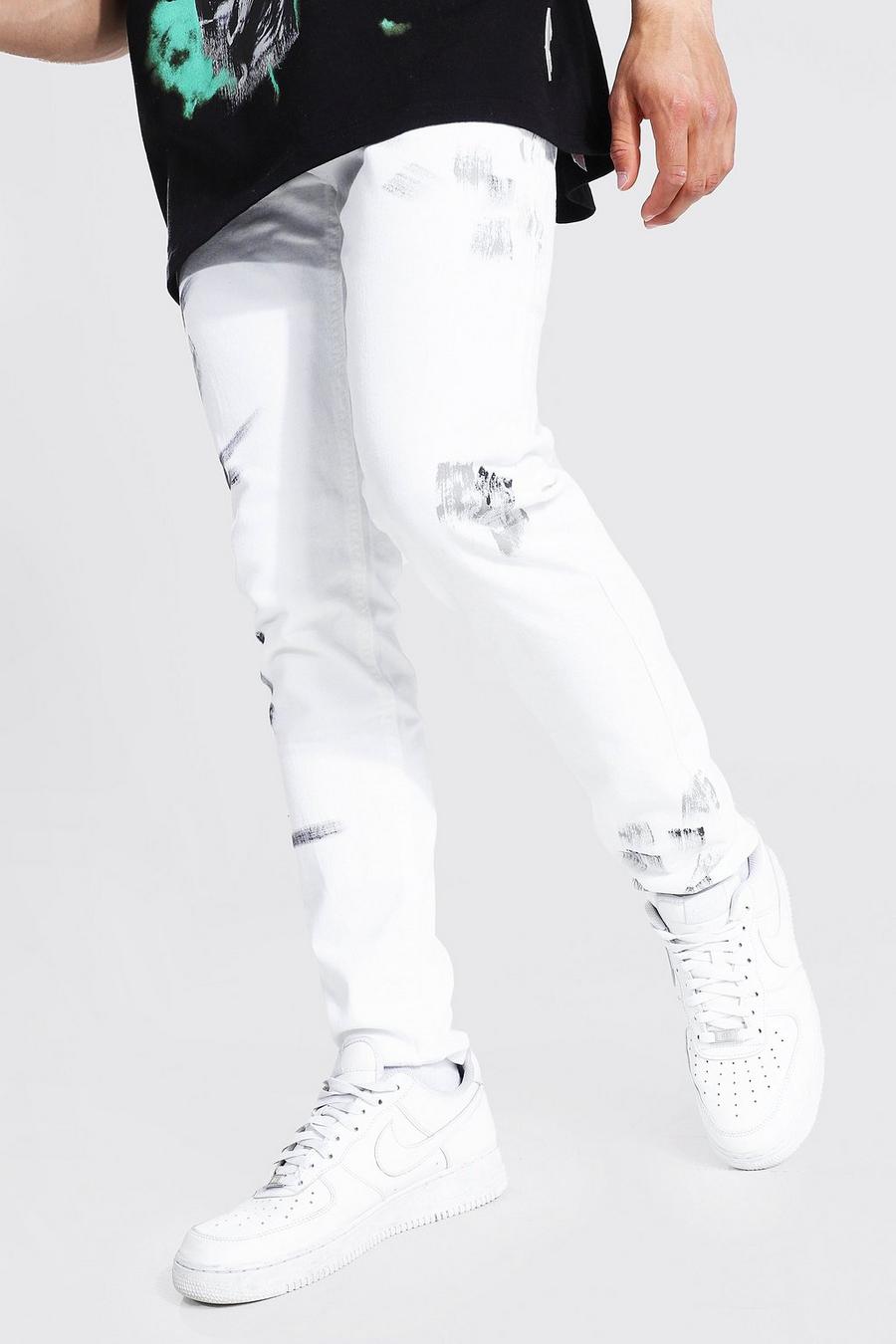 Skinny Stretch Jeans mit Detail, White image number 1