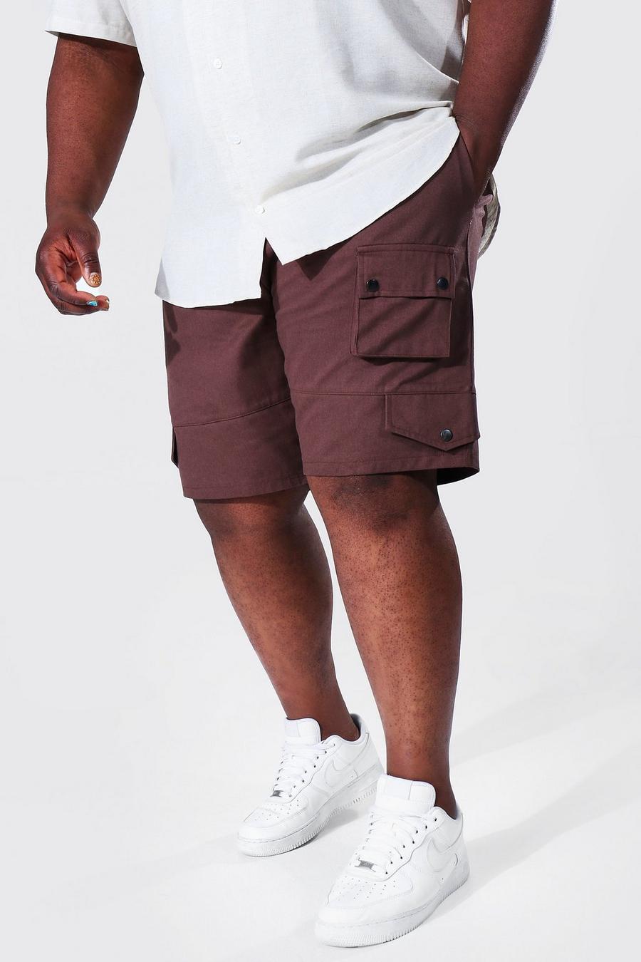 Chocolate Plus Fixed Waist Relaxed Twill Cargo Short image number 1