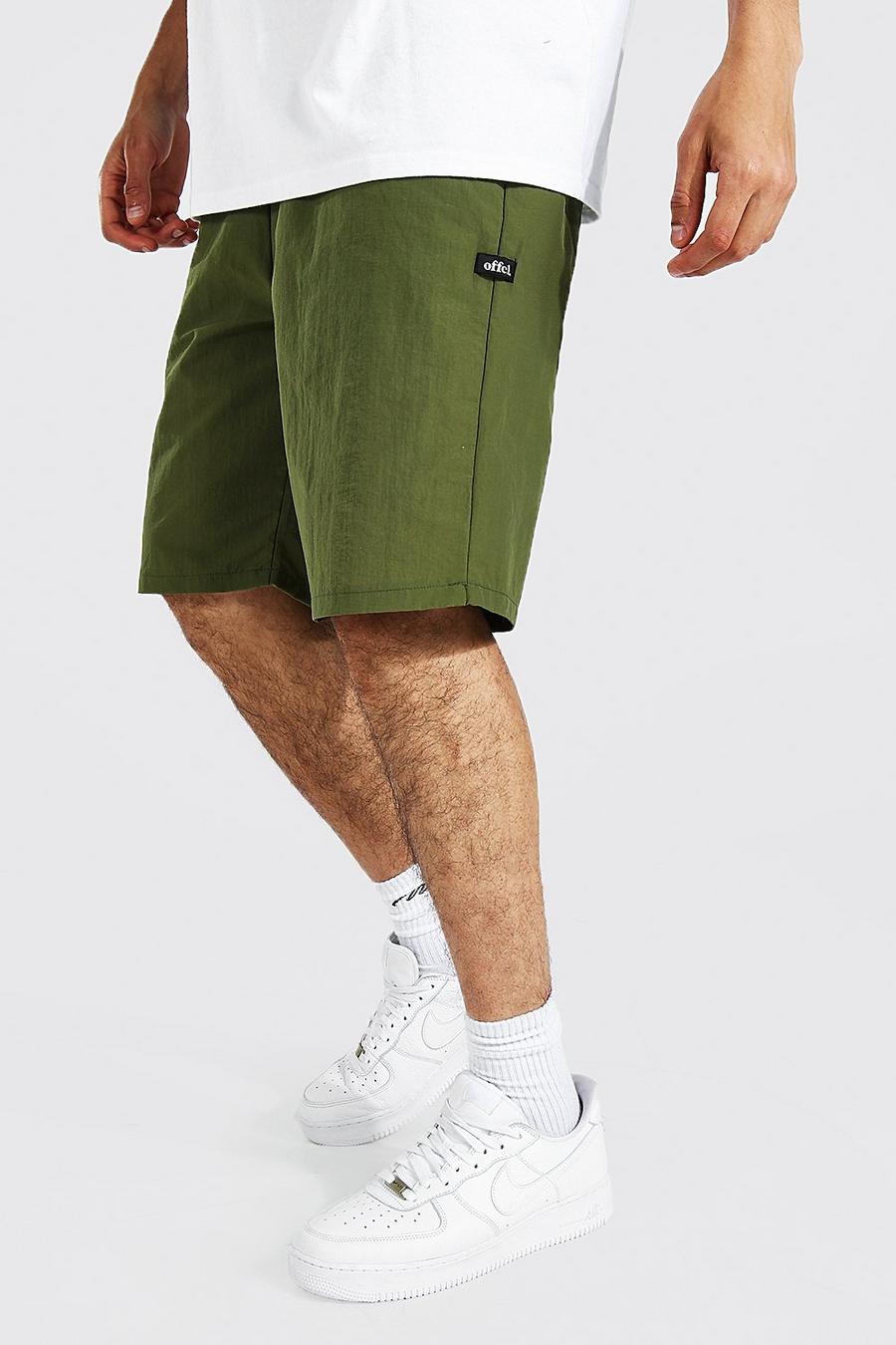 Pantaloncini Man Tall in tessuto Shell goffrato con fermacorde, Khaki image number 1