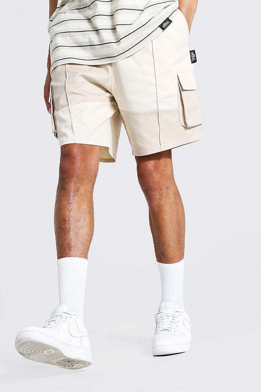Stone Tall Patchwork Twill Cargo Shorts image number 1