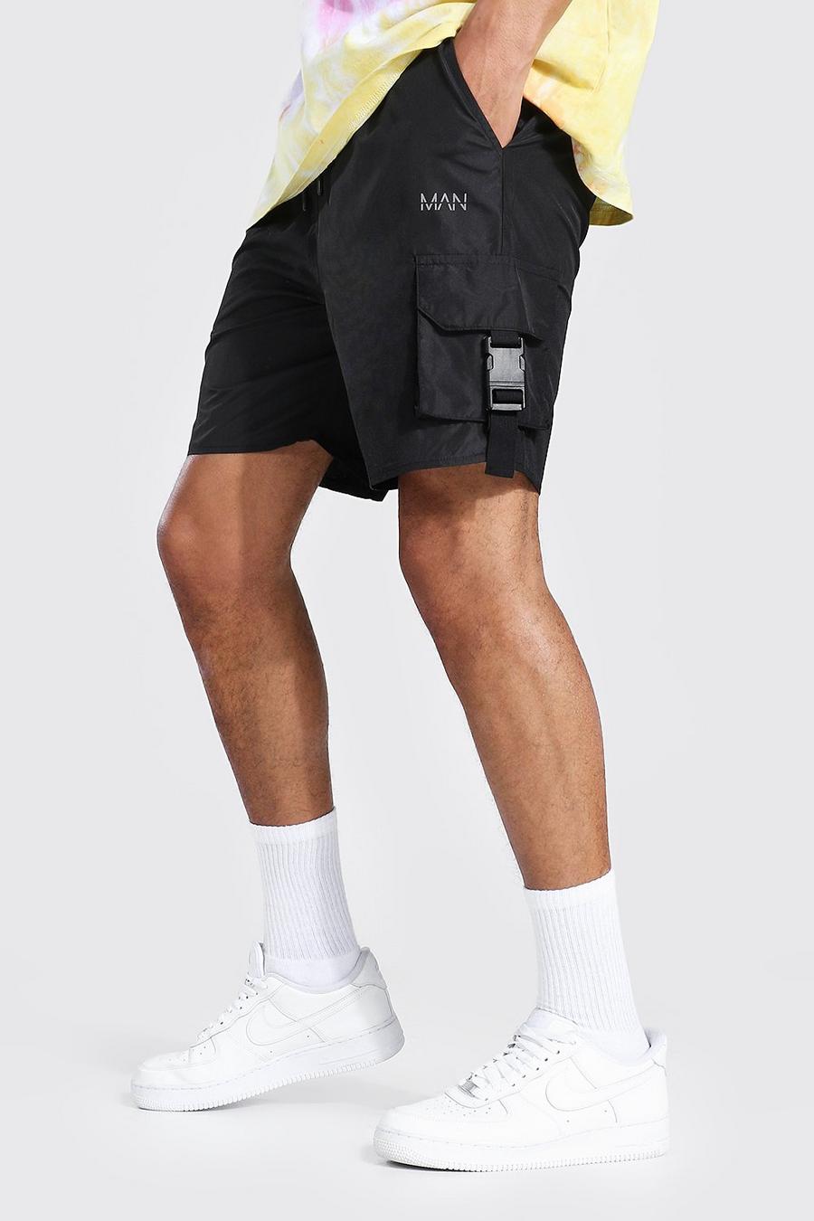Black Tall Man Buckle Shell Cargo Shorts image number 1