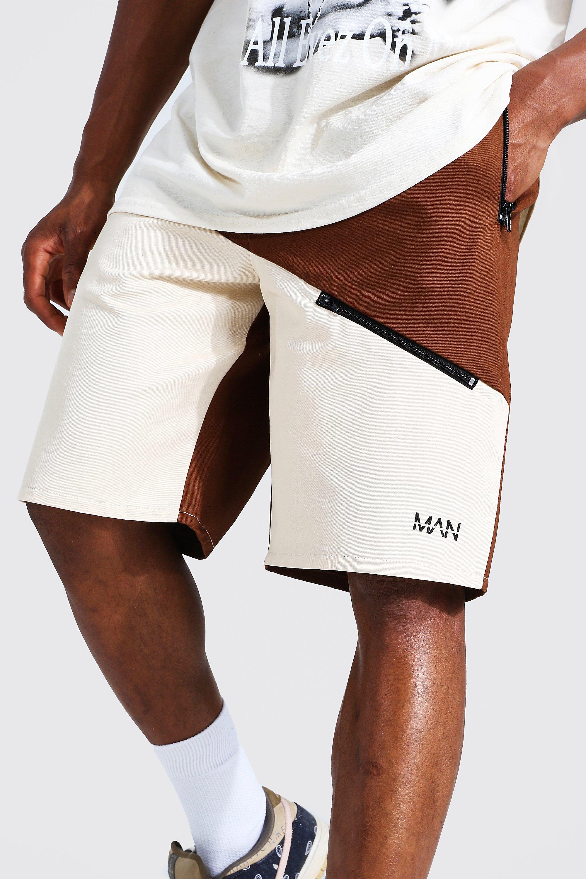 Man Spliced Cargo Short With Zip Pocket boohoo NZ