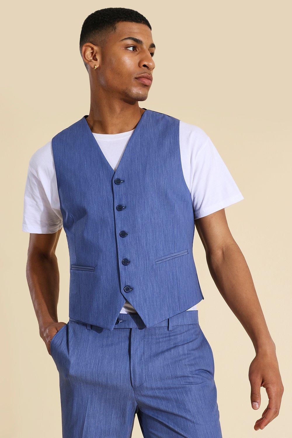 Mens light blue waistcoat best sale