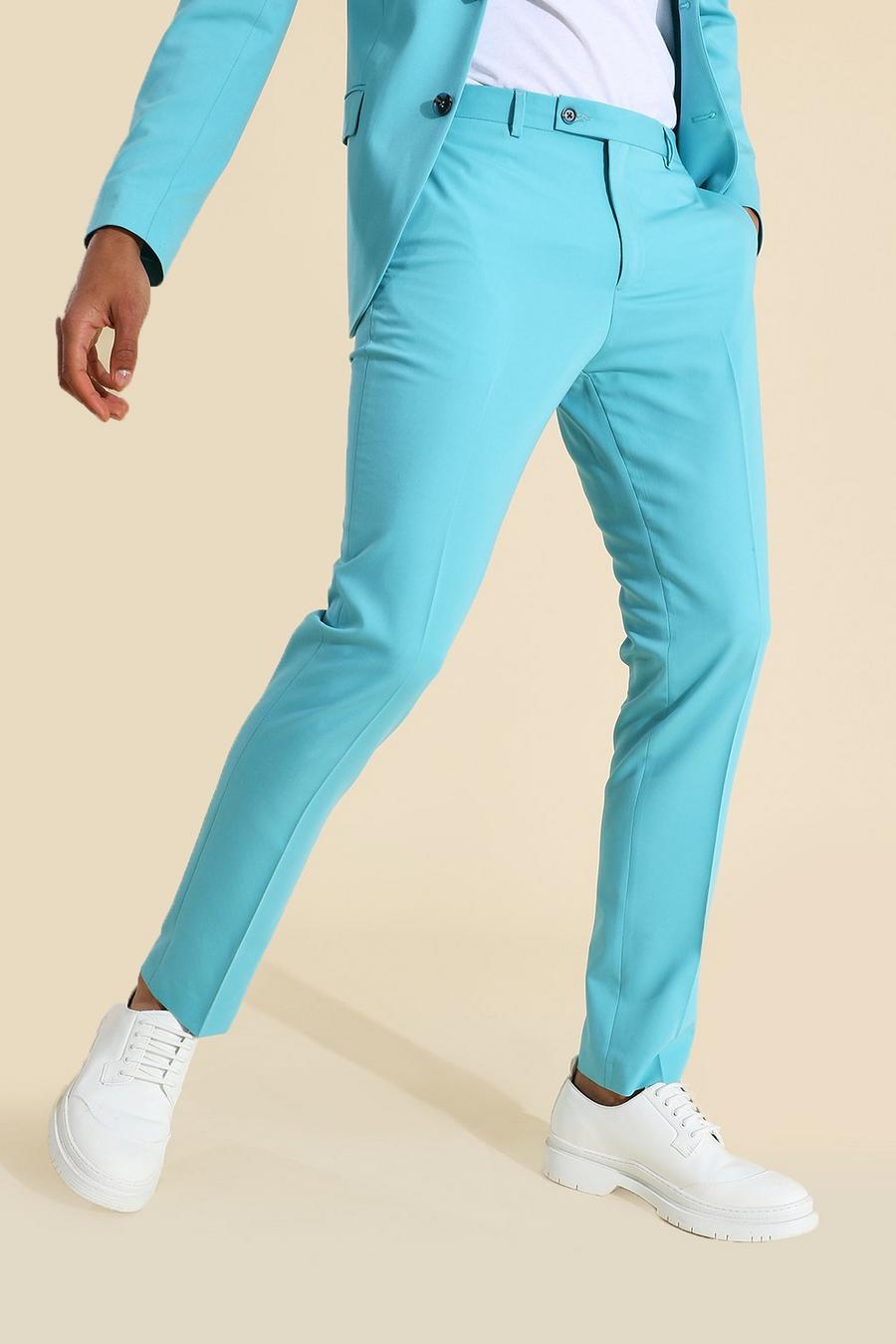 מכנסי חליפה סקיני בצבע טורקיז image number 1