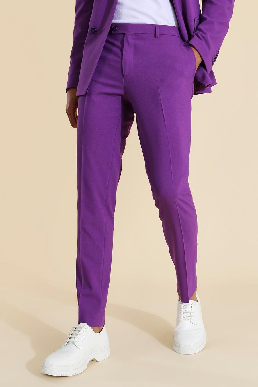מכנסי חליפה סקיני בצבע סגול