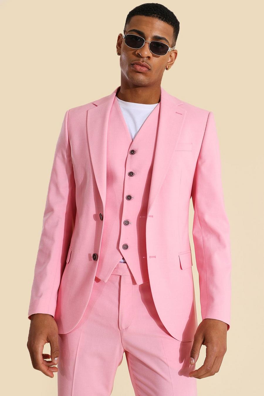 Skinny einreihige Anzugjacke, Light pink image number 1