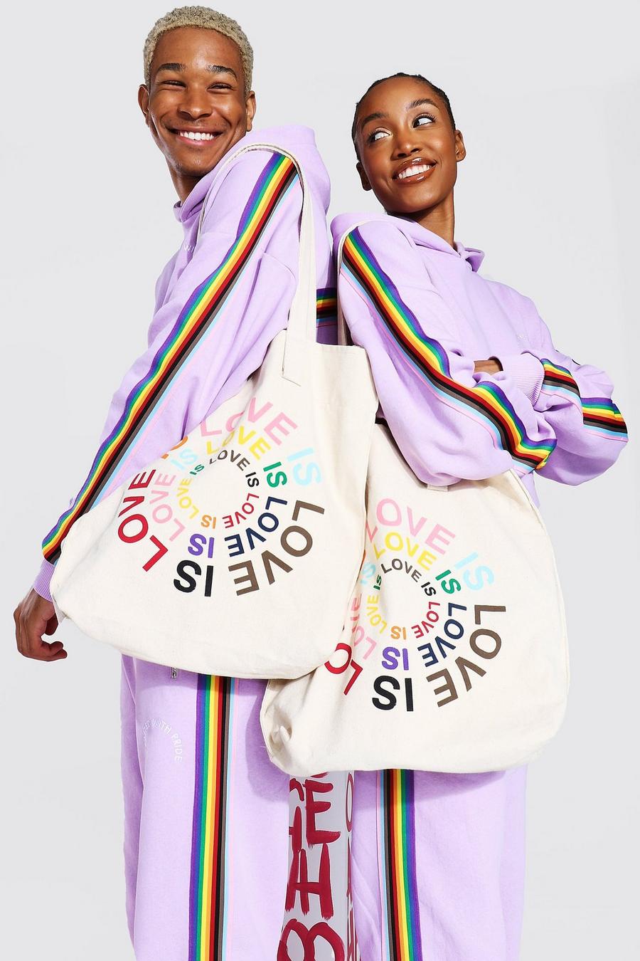 Collection Pride - Sac cabas imprimé circulaire Love is Love, Blanc image number 1