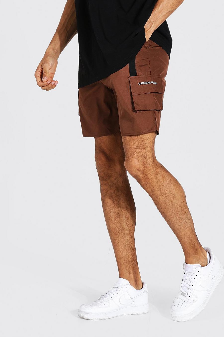 Chocolate Tall Shell 3d Cargo Short With Strap Detail image number 1