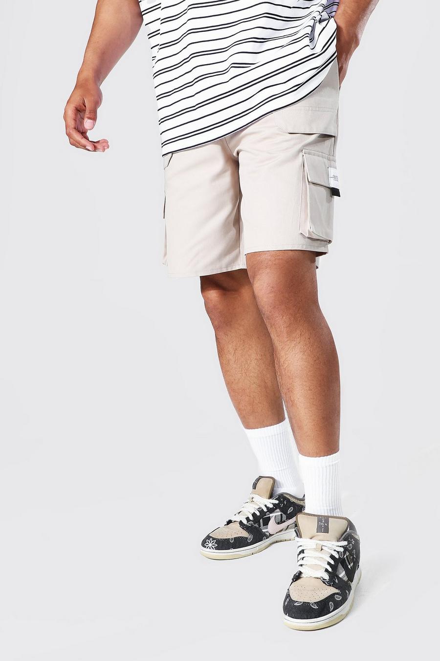 Stone Relaxed Twill Belt Front Cargo Short image number 1