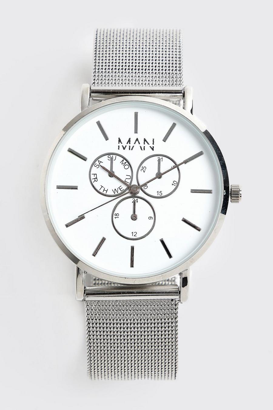 Silver Man Klassiek Horloge Met Mesh Bandje image number 1