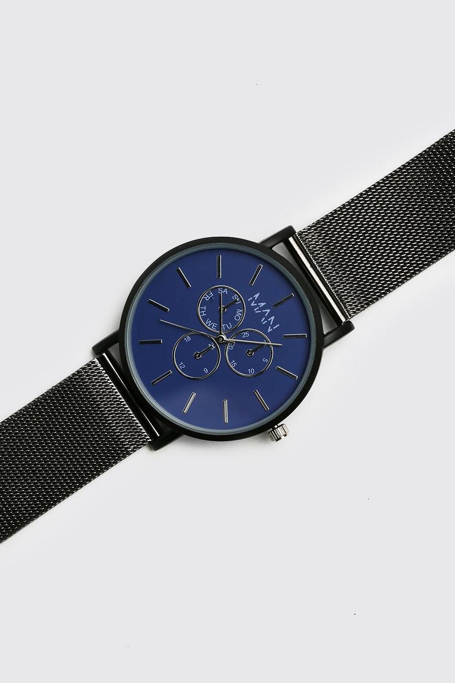 Klassische Man Uhr mit Mesh-Armband, Black image number 1