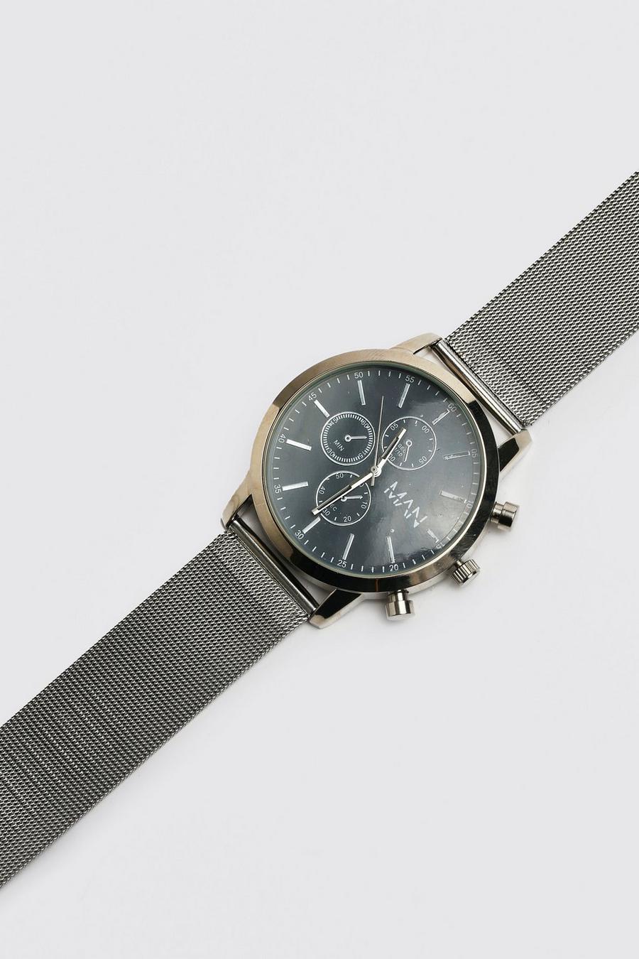 Silver Man Chronograph Style Watch With Mesh Strap image number 1
