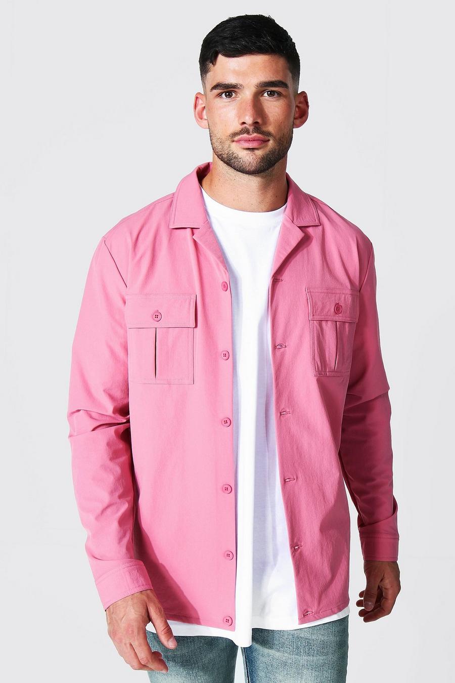 Pink Smart Utility Button Overshirt image number 1