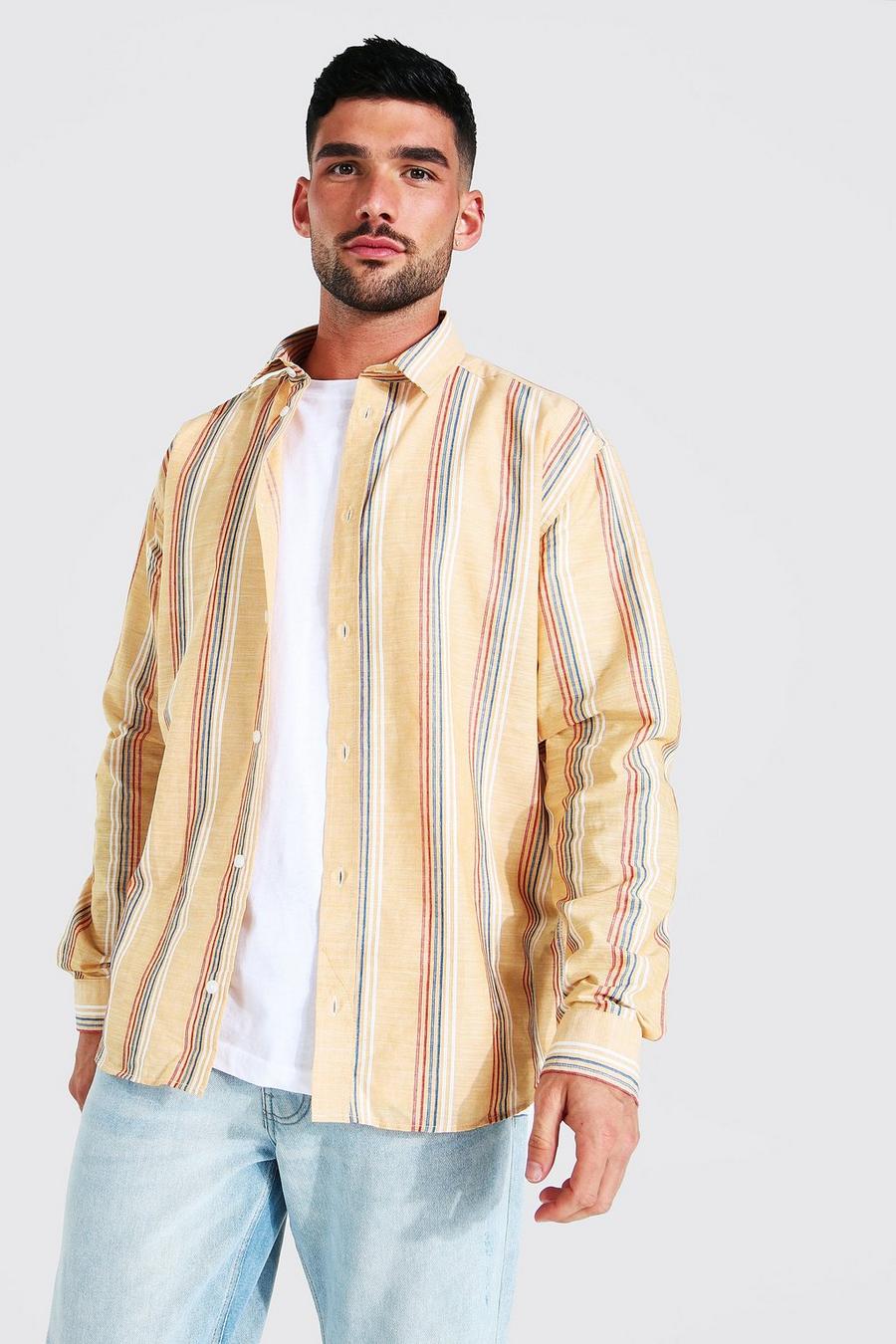 Coral Long Sleeve Cotton Oversized Stripe Shirt image number 1