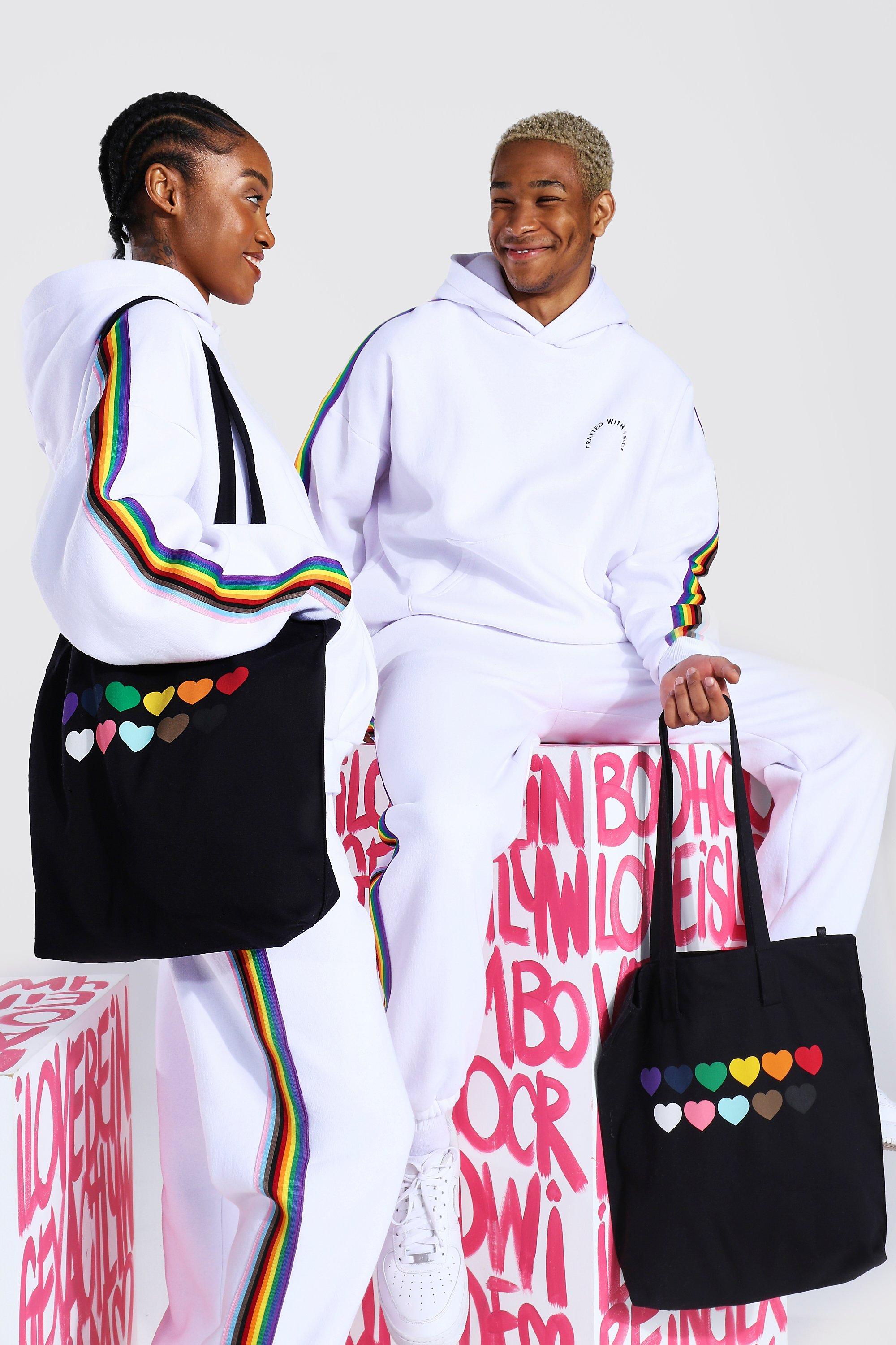 Pride Rainbow Heart Tote Bag boohoo UK