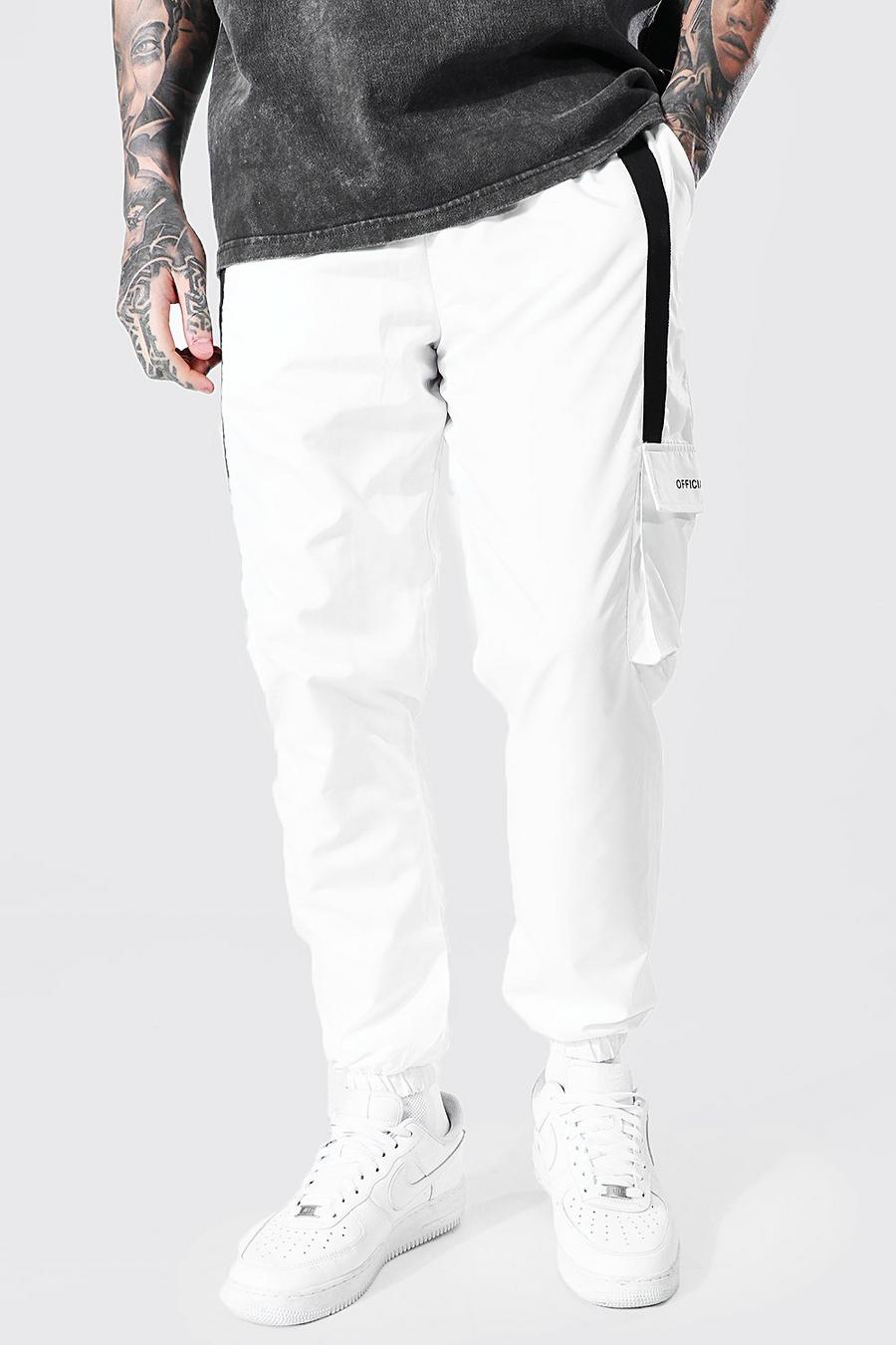 Ecru Shell 3d Cargo Joggers With Strap Detail image number 1