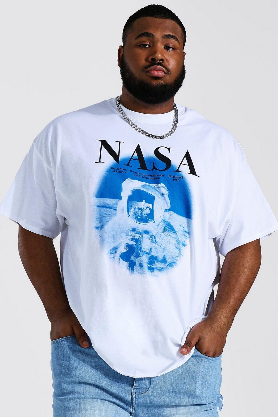 Plus Size Lizenz-T-Shirt mit lizenziertem Nasa-Astronauten-Motiv, Weiß image number 1