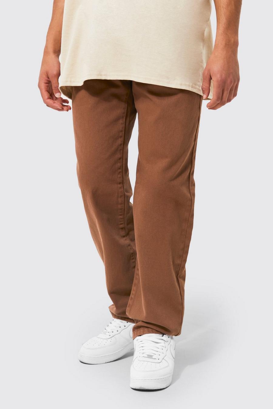 Chocolate brown Relaxed Fit Rigid Jeans