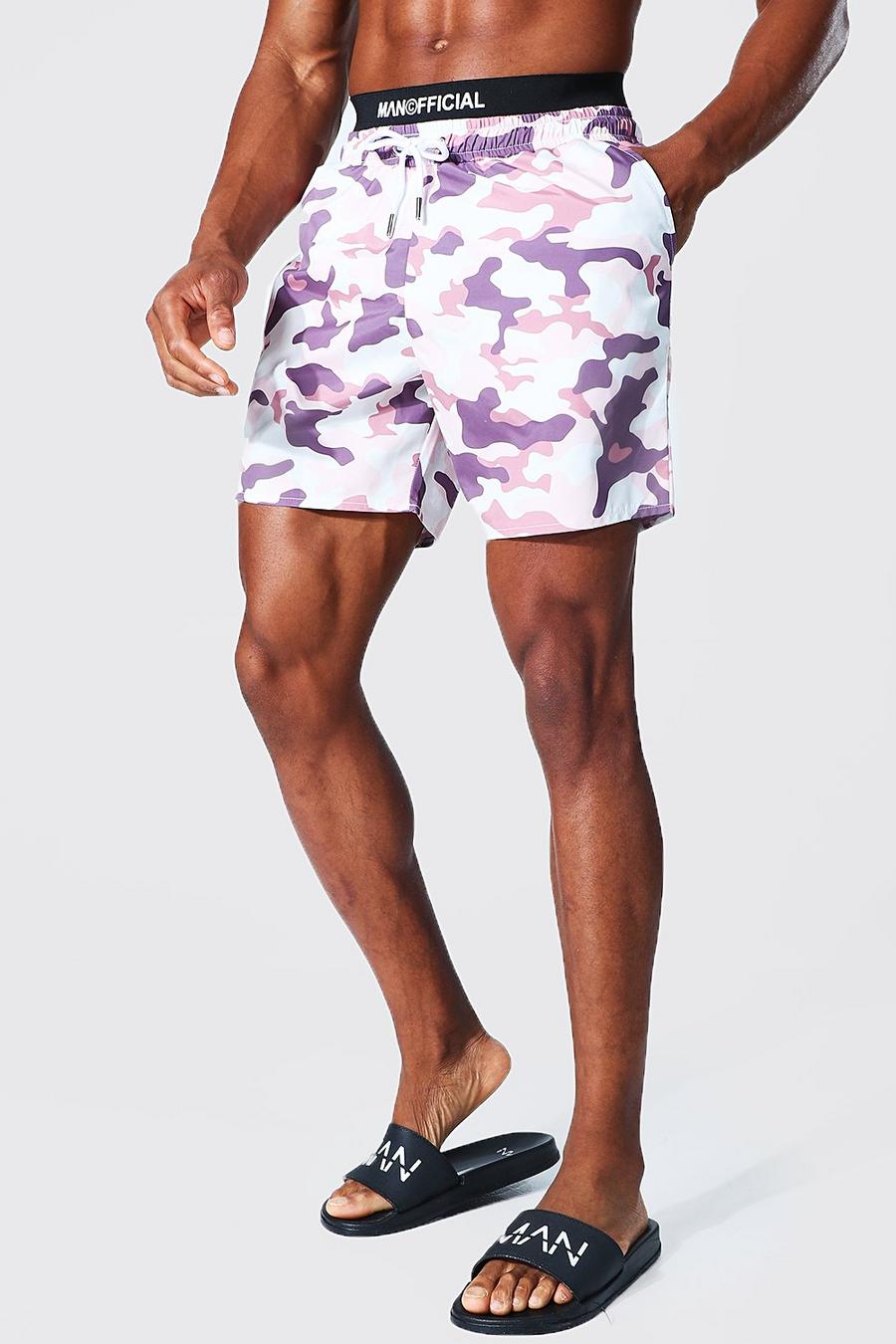 Pale pink Man Official Camo Mid Length Swim Short image number 1