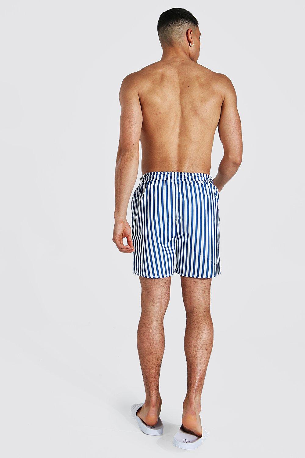 Mid Length Pinstripe Swim Short