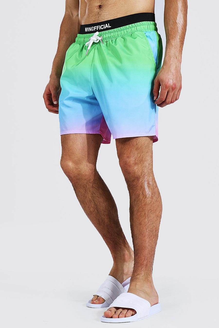Multi Man Official Ombre Mid Length Swim Short image number 1